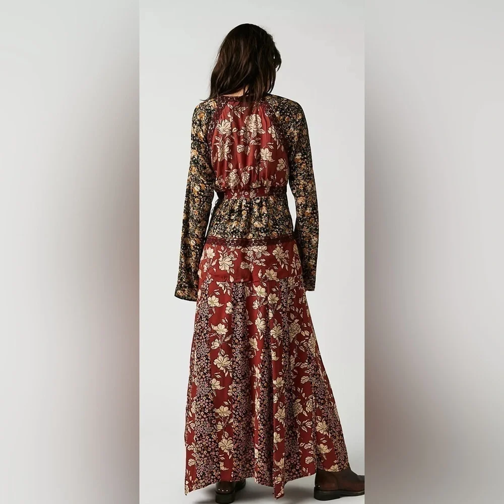 Free People Floral Maxi Dress - Red and Black - Picture 3 of 4